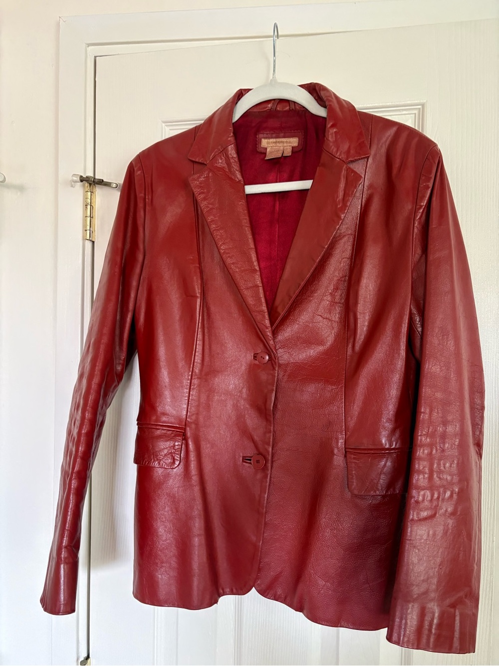 Zara Deep Red Leather Blazer